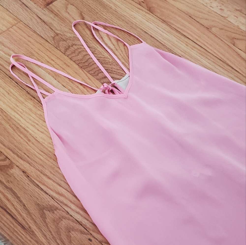 Mason Silk Pink And Tan Strappy Tank